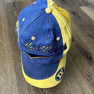 Las Vegas Two-Tone Embroidered Cap - Adjustable - Blue & Yellow - Retro Style